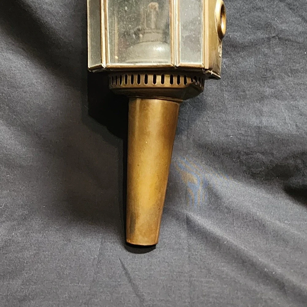 Antique Brass‎ Carriage Light Lamp Nautical Bevel Glass Rare